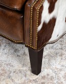 upscale ranch style brown leather recliner,brown recliner with saddle leather and cowhide