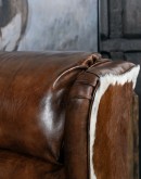 upscale ranch style brown leather recliner,brown recliner with saddle leather and cowhide