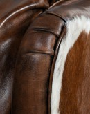 upscale ranch style brown leather recliner,brown recliner with saddle leather and cowhide
