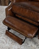 upscale ranch style brown leather recliner,brown recliner with saddle leather and cowhide