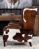 upscale ranch style brown leather recliner,brown recliner with saddle leather and cowhide