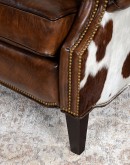 upscale ranch style brown leather recliner,brown recliner with saddle leather and cowhide