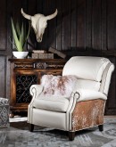 cream leather recliner with cowhide 