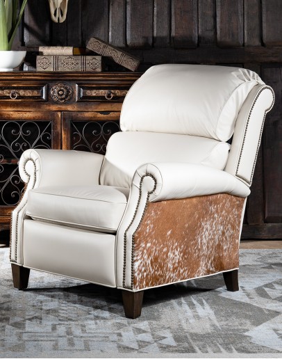 cream leather recliner with cowhide 