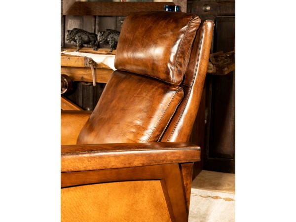 Slayden Mocha Leather Recliner, Modern Rustic
