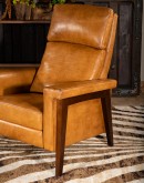 upscale ranch style tan leather recliner,tan recliner with saddle leather,modern coco recliner