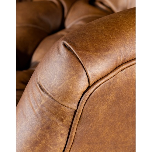 Sleepy Hollow Leather Recliner  Distresssed Tan Tufted Leather