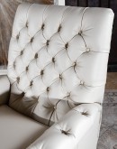 modern rustic white leather recliner with button tufted back and arms