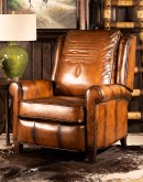 leather recliner with toe bug stitch design