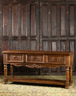 brown carved wood buffet,brown carved wood console table
