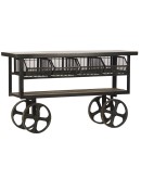 industrial steel trolley console table