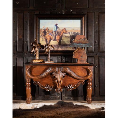 Safari Carved Wood Console Table