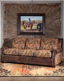 southwestern style sofa with fabric and leather mixed