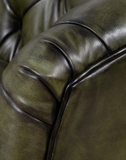 Audrey Olive Leather Settee