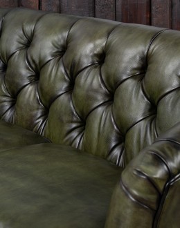 Audrey Olive Leather Settee