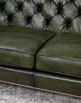 Audrey Olive Leather Settee