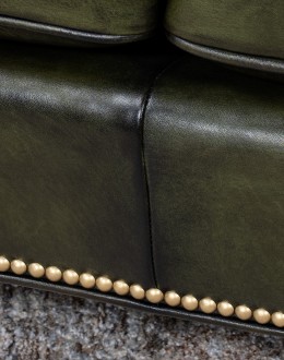 Audrey Olive Leather Settee