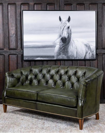 Audrey Olive Leather Settee Audrey Olive Leather Settee