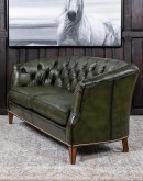 Audrey Olive Leather Settee