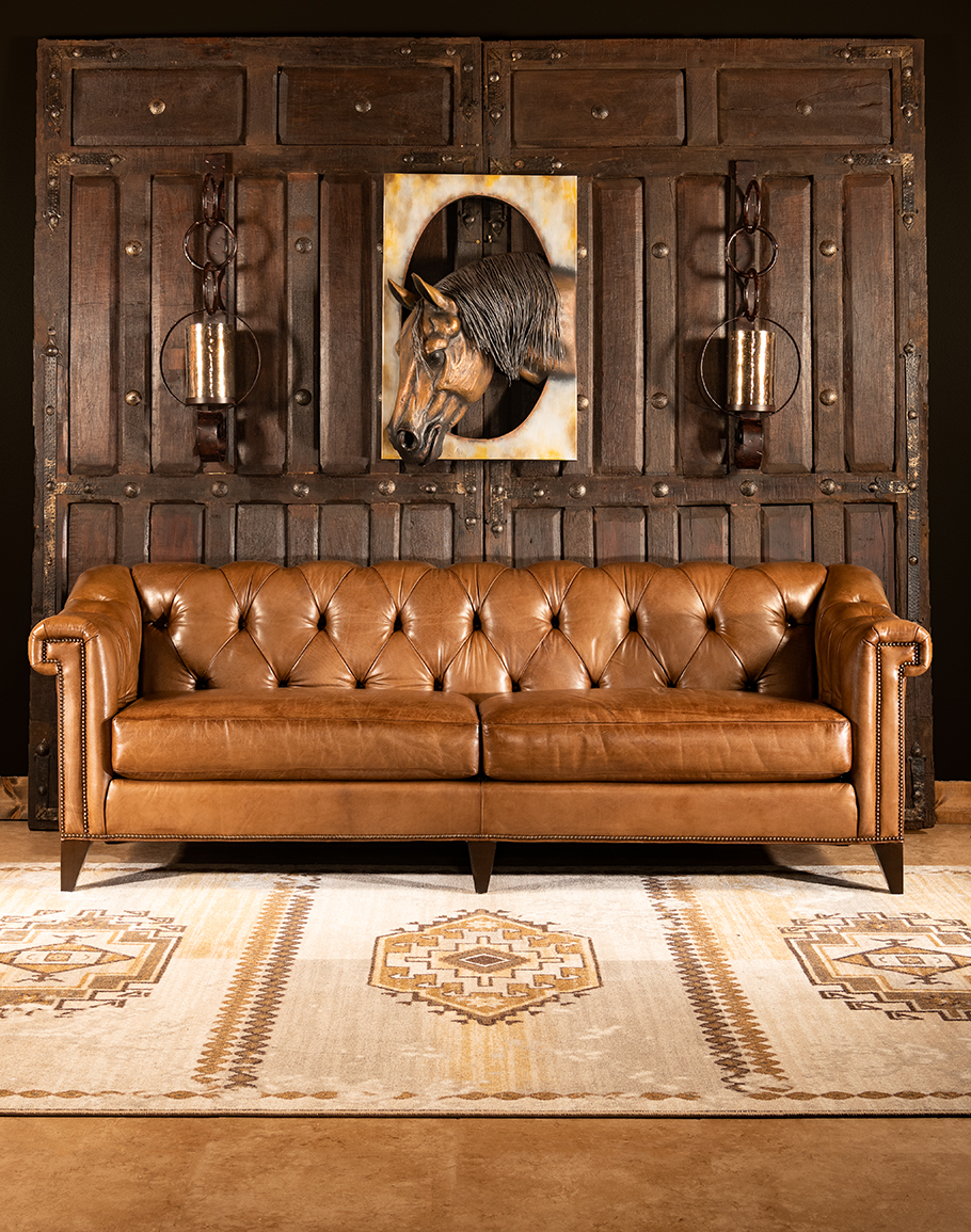 chesterfield sofa and 2 chairs