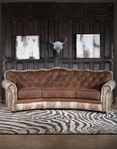 ivory croc tufted leather curved sofa