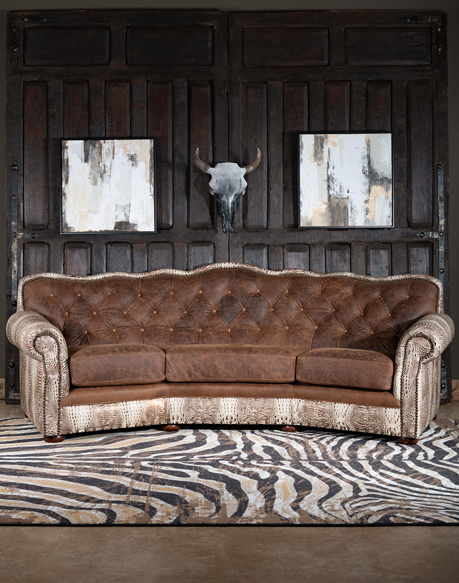 Bonanza Ivory Croc Sofa Fine Leather, Tufted Leather Furniture Interior Design