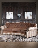 ivory croc tufted leather curved sofa