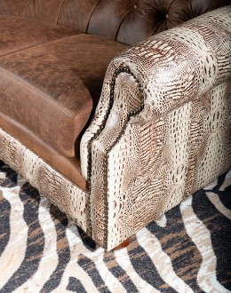 Bonanza Ivory Croc Curved Leather Sofa Bonanza Ivory Croc Curved Leather Sofa