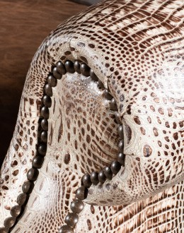 Bonanza Ivory Croc Curved Leather Sofa Bonanza Ivory Croc Curved Leather Sofa