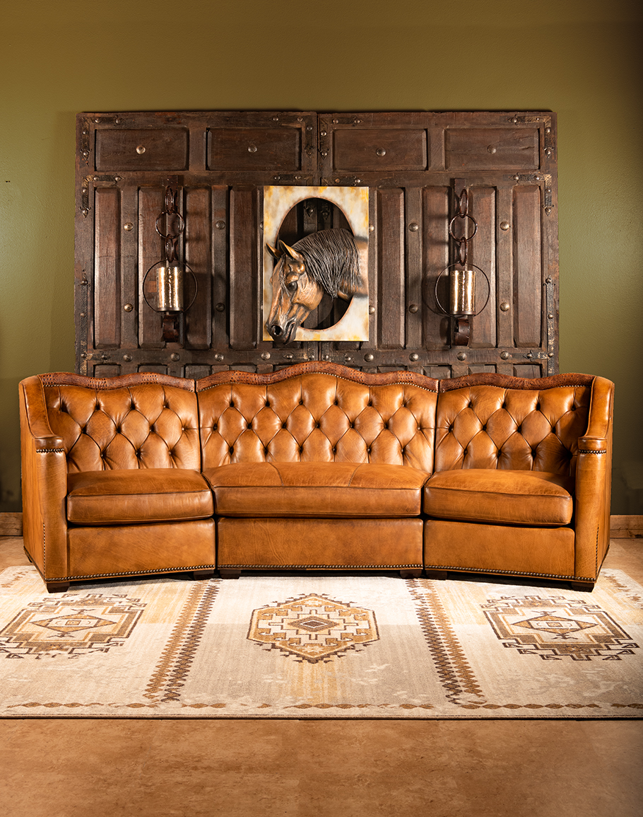 Branson Tufted Leather Sofa Fine, Tufted Brown Leather Sectional