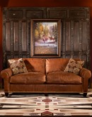 distressed brown leather sofa