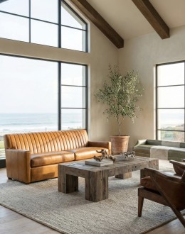 Coyote Saddle Leather Sofa