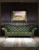 distressed olive color leather chesterfield sofa