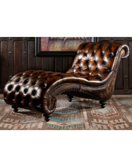 western style tufted leather chaise lounger