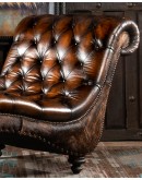 western style tufted leather chaise lounger