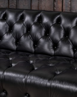 Kingston Black Tufted Leather Sofa