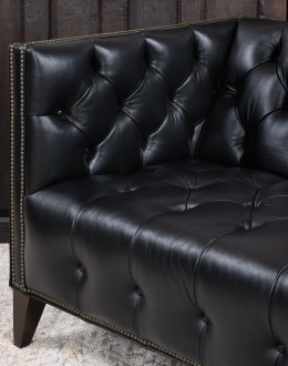 Kingston Black Tufted Leather Sofa