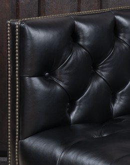 Kingston Black Tufted Leather Sofa