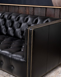 Kingston Black Tufted Leather Sofa