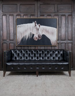 Kingston Black Tufted Leather Sofa