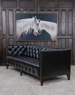 Kingston Black Tufted Leather Sofa