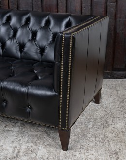 Kingston Black Tufted Leather Sofa