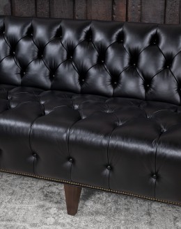 Kingston Black Tufted Leather Sofa