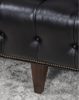 Kingston Black Tufted Leather Sofa