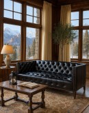 Kingston Black Tufted Leather Sofa