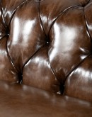 Lockwood Smoked Chesterfield Sofa in bronzed chocolate brown full-grain leather with button tufting, brass nail tacks, and handcrafted detailing