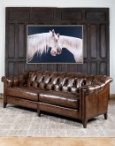 Lockwood Smoked Chesterfield Sofa in bronzed chocolate brown full-grain leather with button tufting, brass nail tacks, and handcrafted detailing