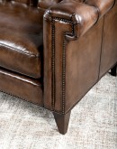 Lockwood Smoked Chesterfield Sofa in bronzed chocolate brown full-grain leather with button tufting, brass nail tacks, and handcrafted detailing