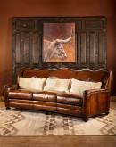 high end western style leather sofa with camel back,ranch style sofa with saddle leather