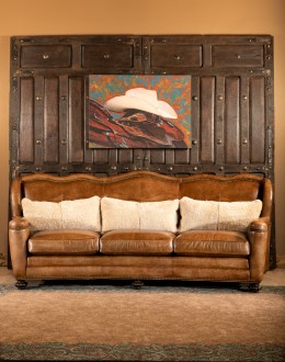 high end western style leather sofa with camel back,ranch style sofa with saddle leather